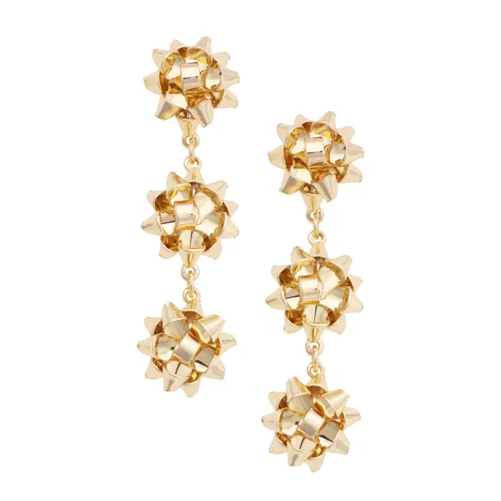 Canvas Gold Tied Up with Bows Earrings