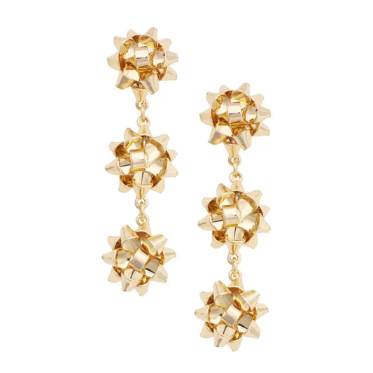 Canvas Gold Tied Up with Bows Earrings