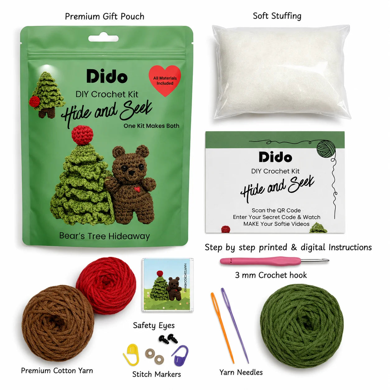 DIY Crochet Kit- Bear's Tree Hideaway