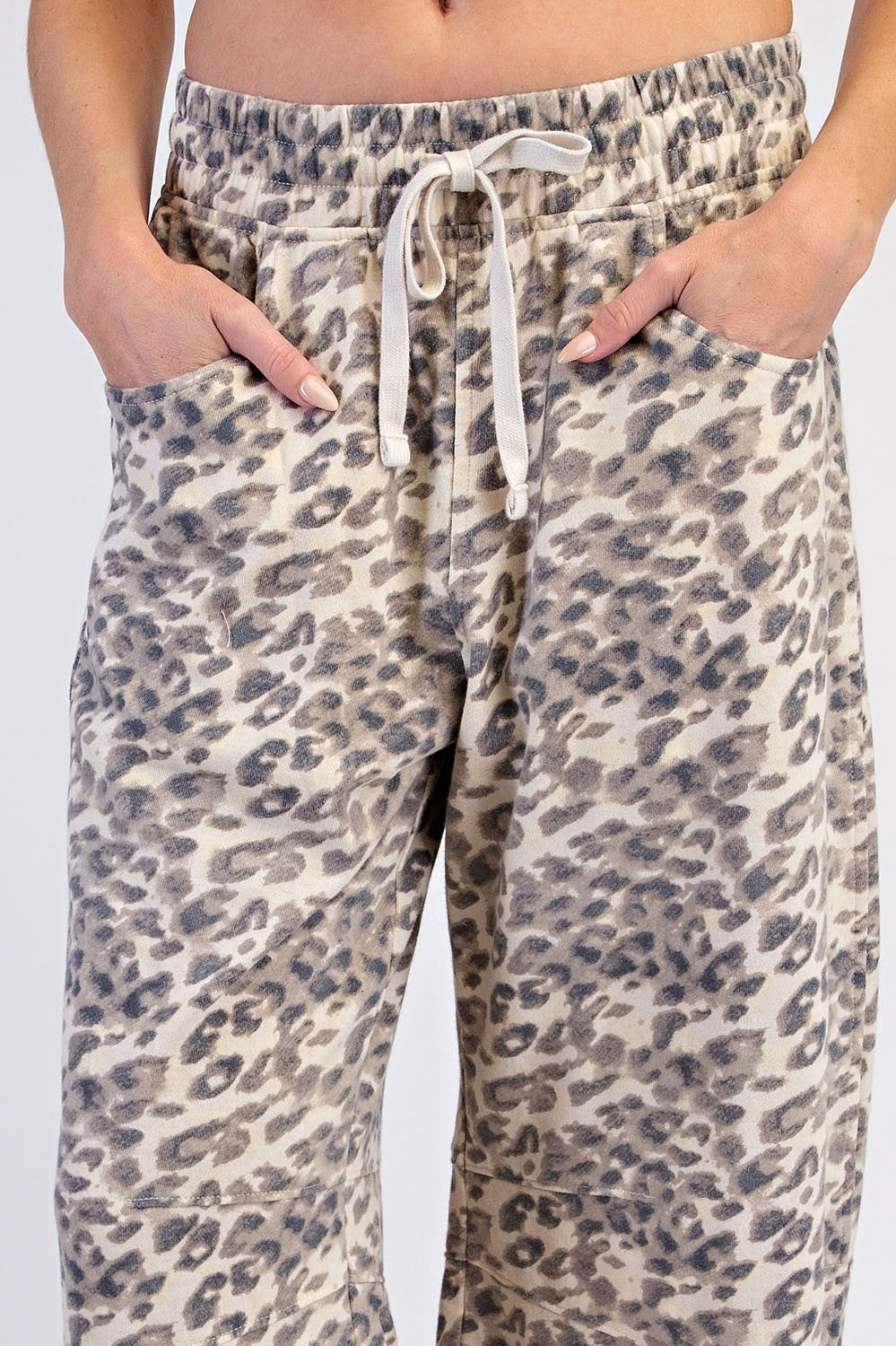 French Terry Animal Print Barrel Pants