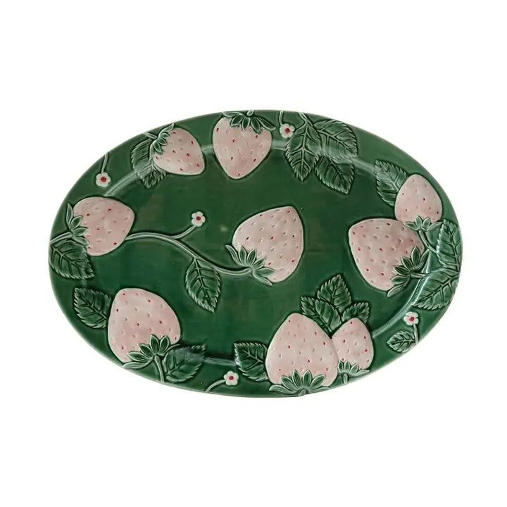 Hazel Mazel Oval Hand-Painted Embossed Stoneware
