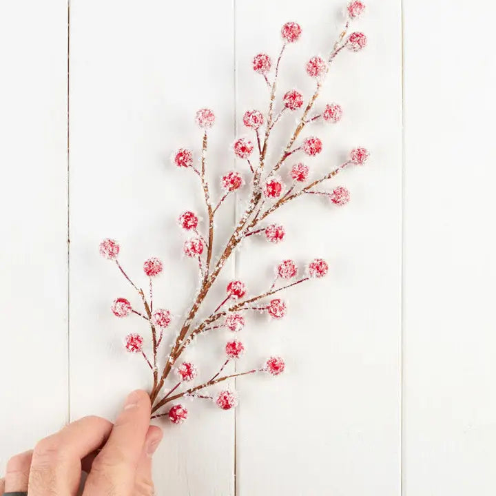 18" Snowy Red Artificial Berry Spray