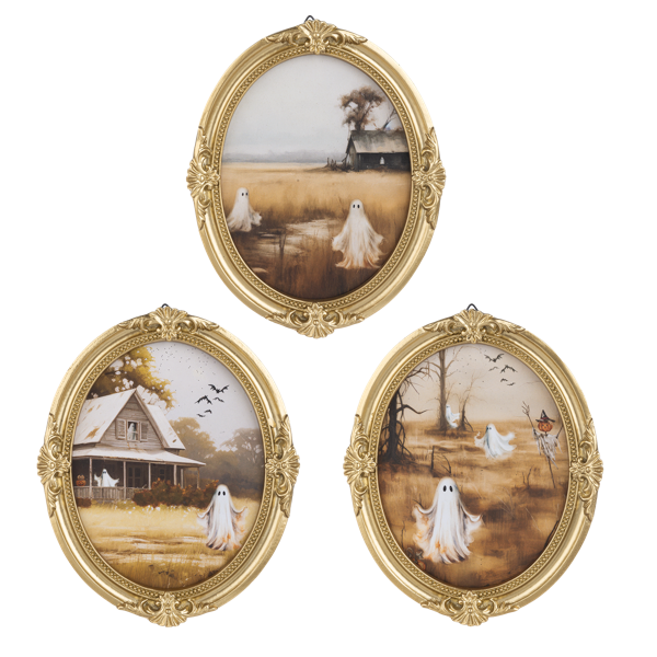 Haunted Landscape with Ghosts Wall Decor In Gold Frame