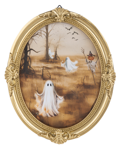 Haunted Landscape with Ghosts Wall Decor In Gold Frame
