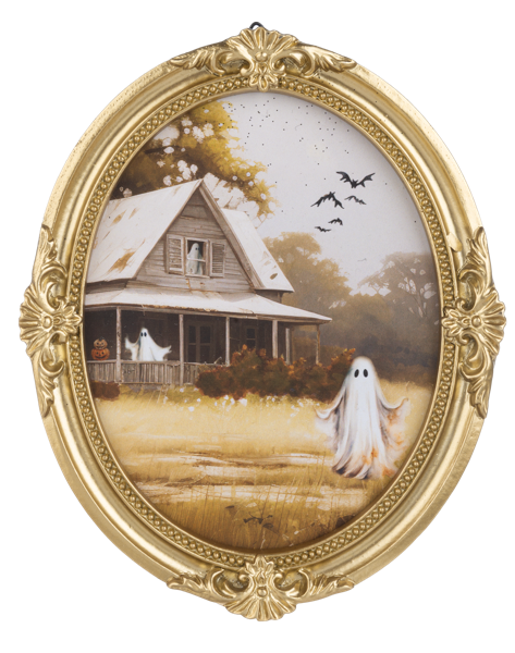Haunted Landscape with Ghosts Wall Decor In Gold Frame