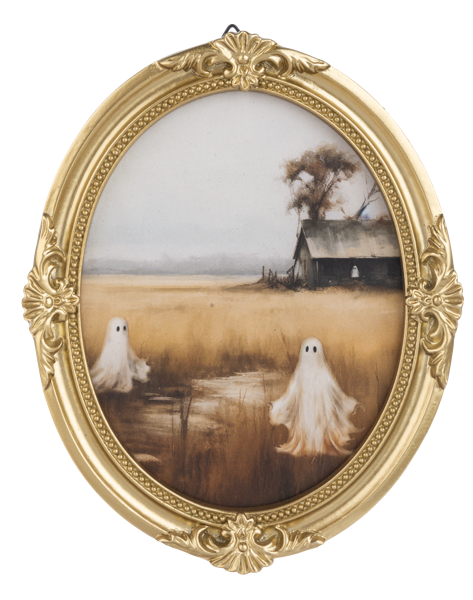 Haunted Landscape with Ghosts Wall Decor In Gold Frame