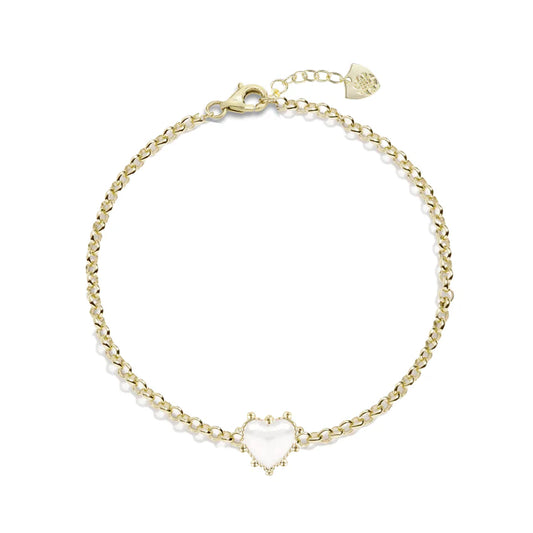 Natalie Wood Adorned Heart Bracelet in White Enamel