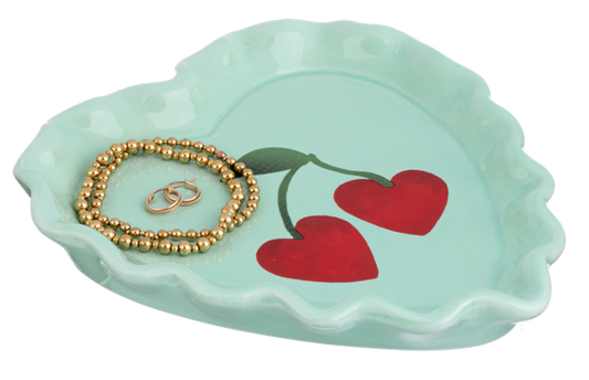 Heart Shaped Trinket Dish With Cherries