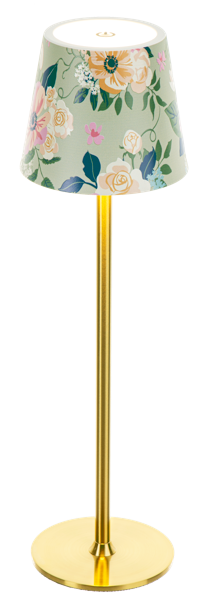Gold Cordless LED Touch Lamp with Shade