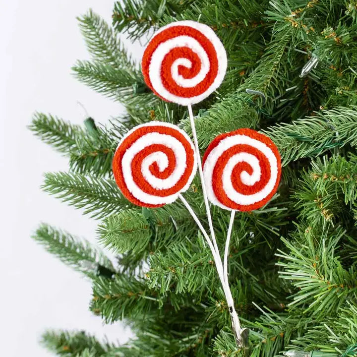 Spiral Red White Christmas Candy Pick with Clip