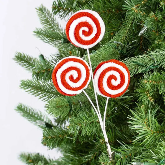 Spiral Red White Christmas Candy Pick with Clip