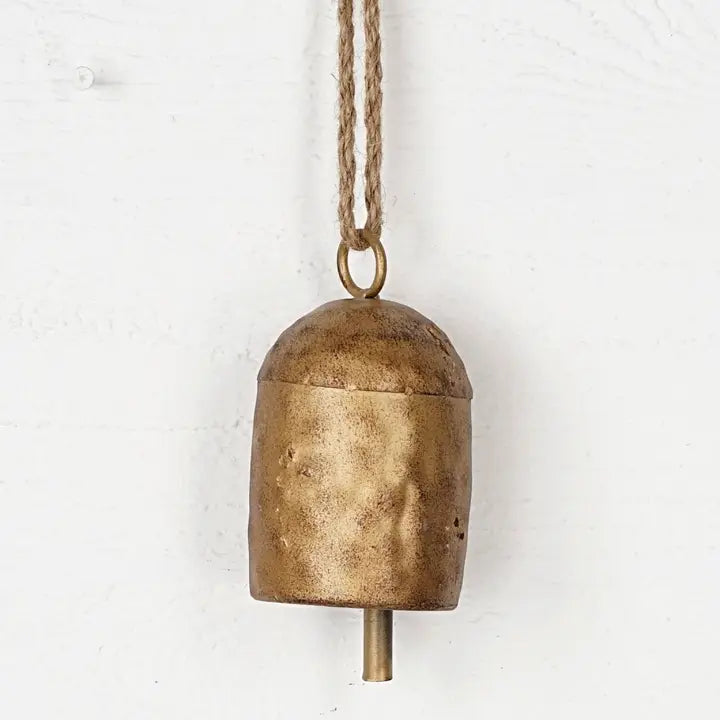 Vintage Gold Oval Shape Cow Bell W. Loop