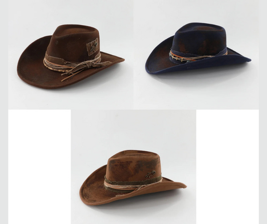 Hallie Distressed Fedora Hat