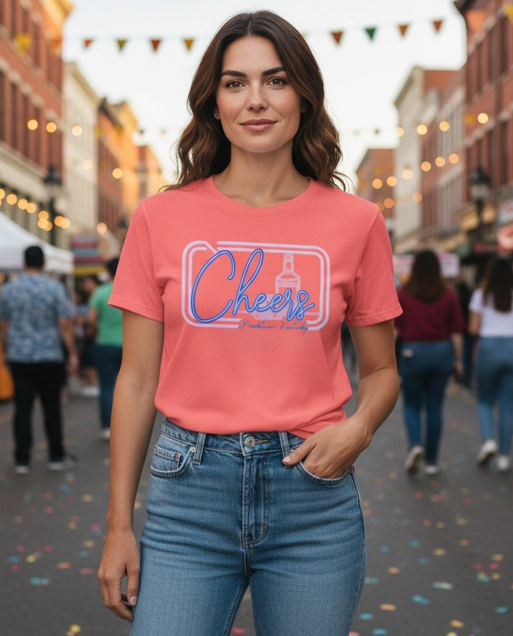 Cheers Bardstown KY Neon Orange Comfort Colors Shirt