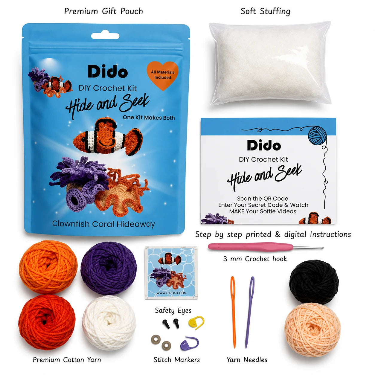 DIY Crochet Kit- Clownfish Coral Hideaway