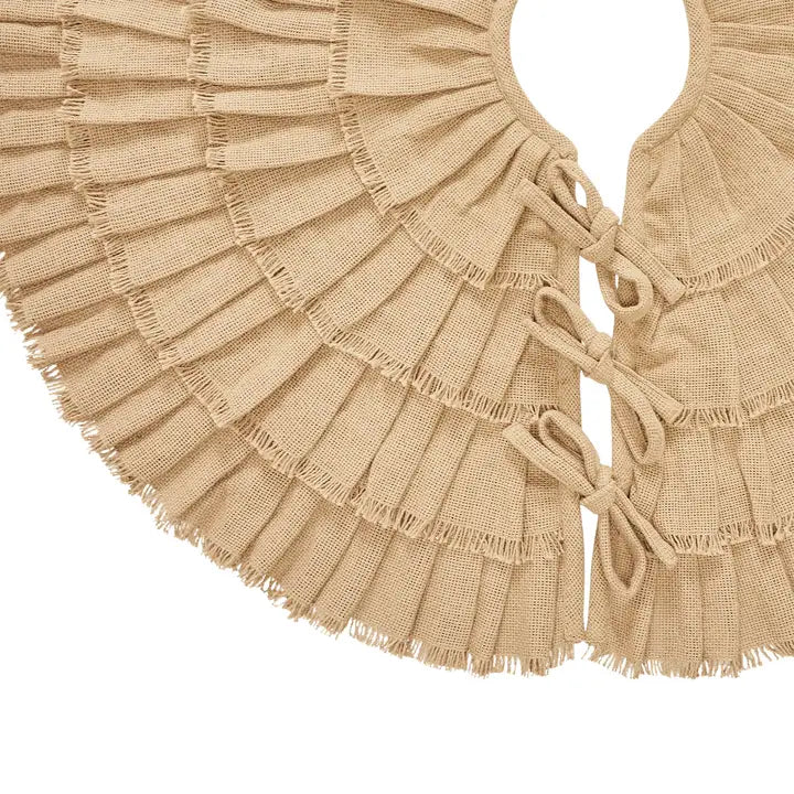 Yuletide Burlap Tan Ruffled Tree Skirt