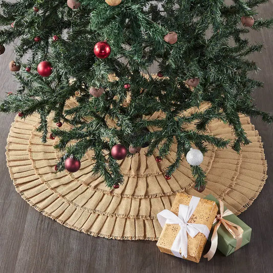 Yuletide Burlap Tan Ruffled Tree Skirt