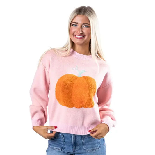 Pumpkin Pink Crew Neck Sweater