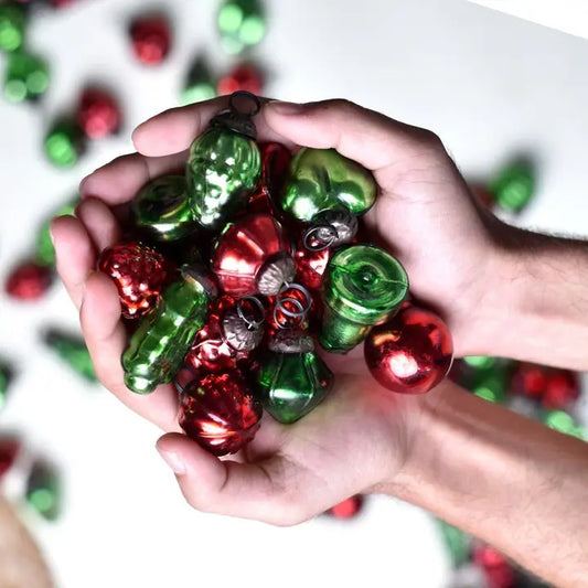 25 Pieces Red Green Christmas Tree Ornaments
