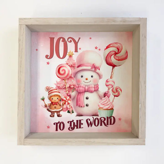 Pink Joy To the World - Cute Holiday Canvas Wall Art