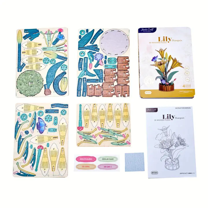 Diy Wooden Puzzle Kit -Flower Bloom Set