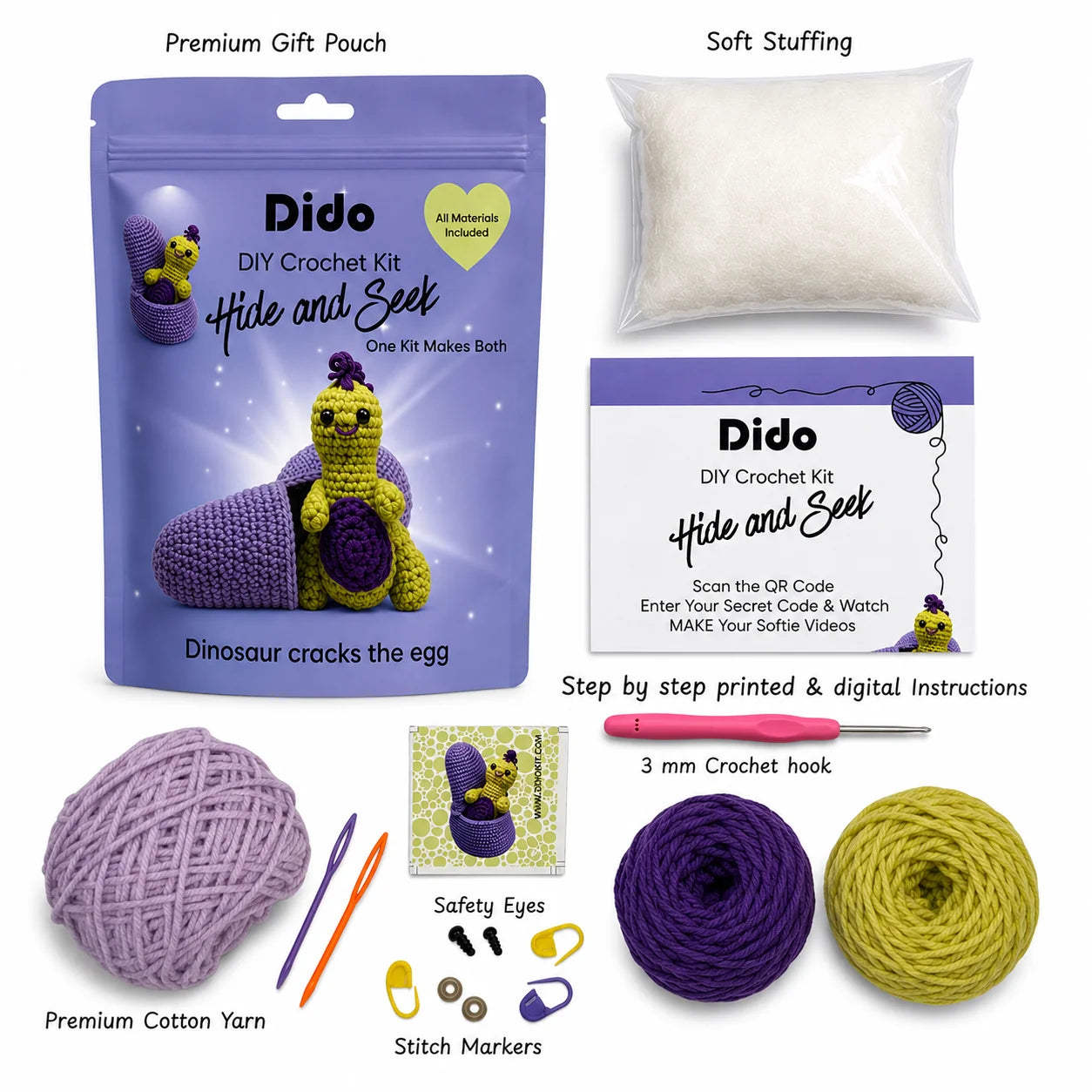 DIY Crochet Kit- Dinosaur Cracks The Egg