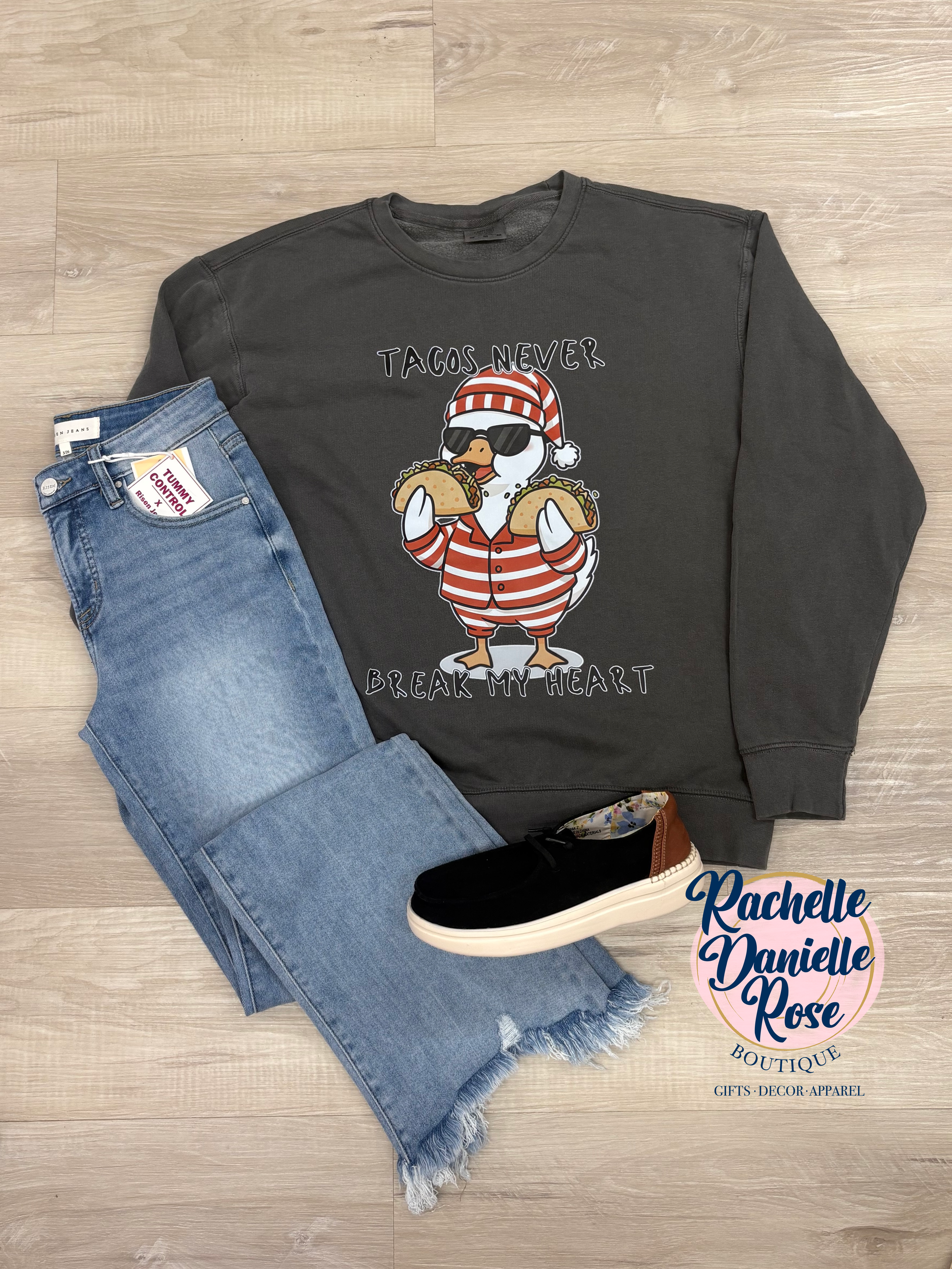 Tacos Never Break My Heart Duck Crewneck Sweatshirt