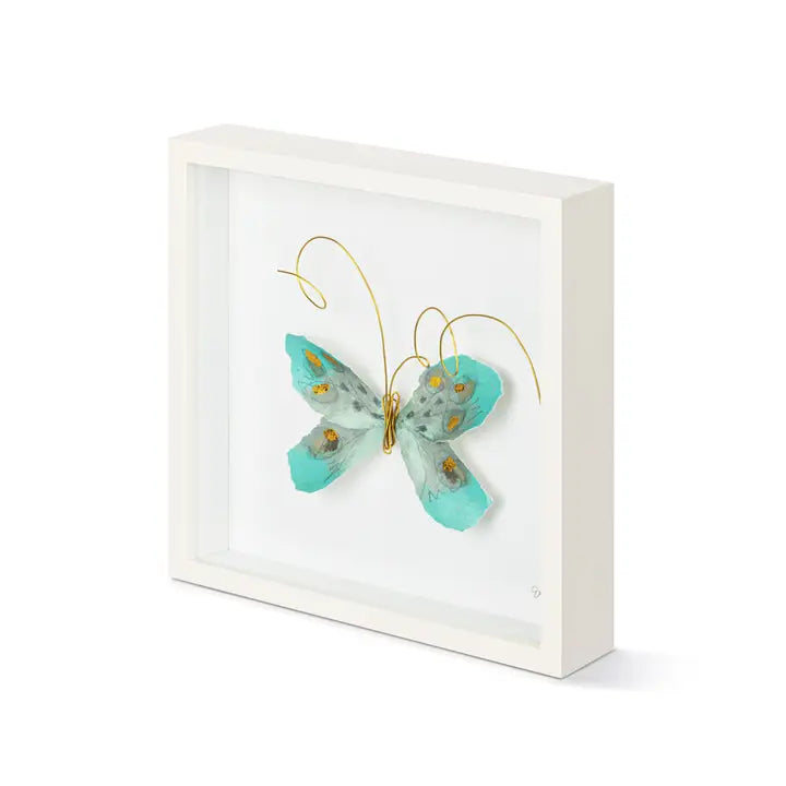 Turquoise & Gold Butterfly Wall Art