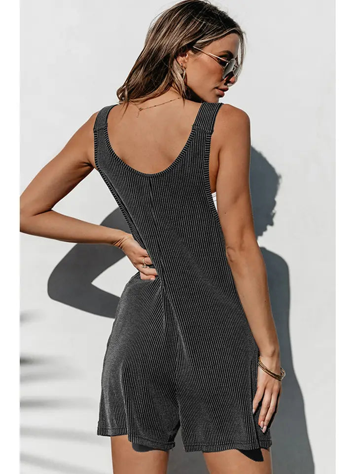 Striped Print Knotted Straps Pocketed Romper