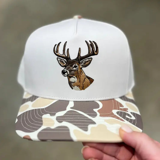 Deer Embroidered Camo Outdoor Hat