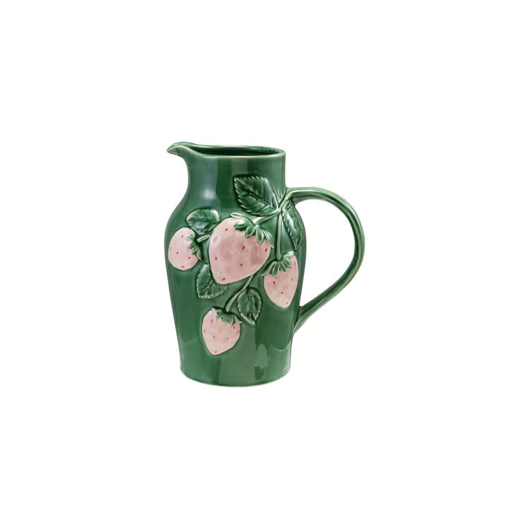 Hazel Mazel Hand-Painted Embossed Strawberry Pitcher