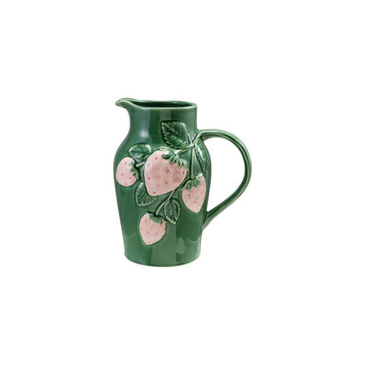 Hazel Mazel Hand-Painted Embossed Strawberry Pitcher