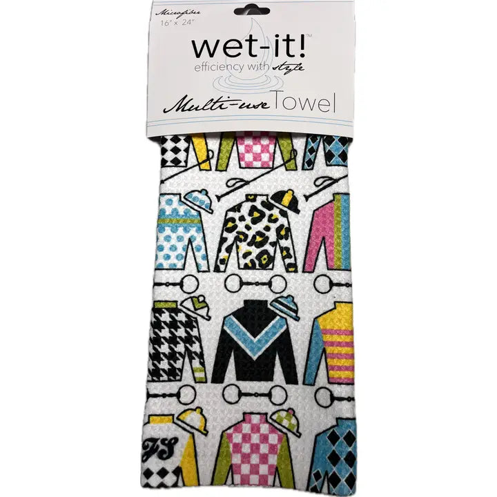 Wet-It Jockey Silks Tea Towel