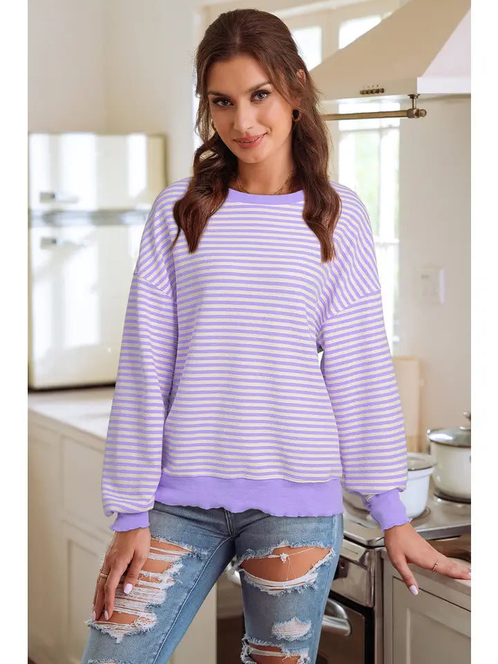 Stripe Drop Shoulder Long Sleeve