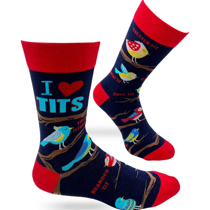 I Heart Tits Men's Novelty Crew Socks