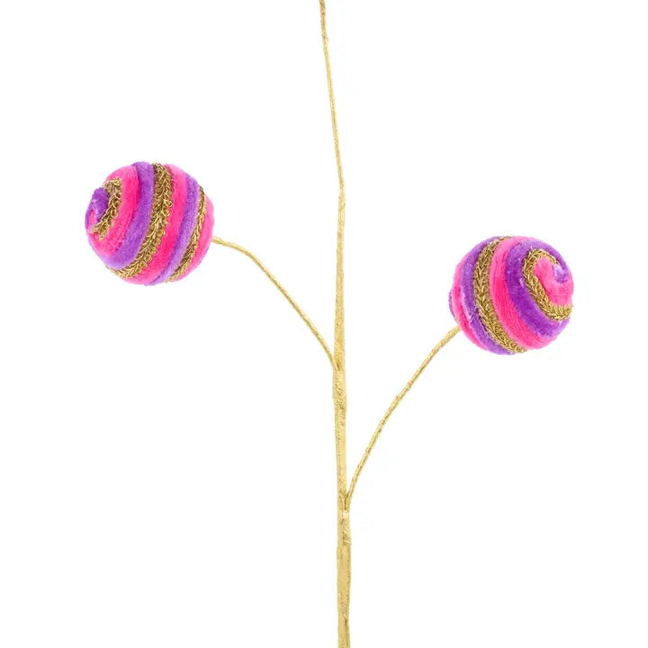 24" Swirl Velvet/Lace Ball Spray Lavender/Hot Pink/Gold