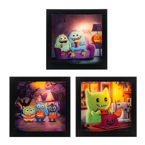 The Friendly Little Monster Light Up Shadow Boxes