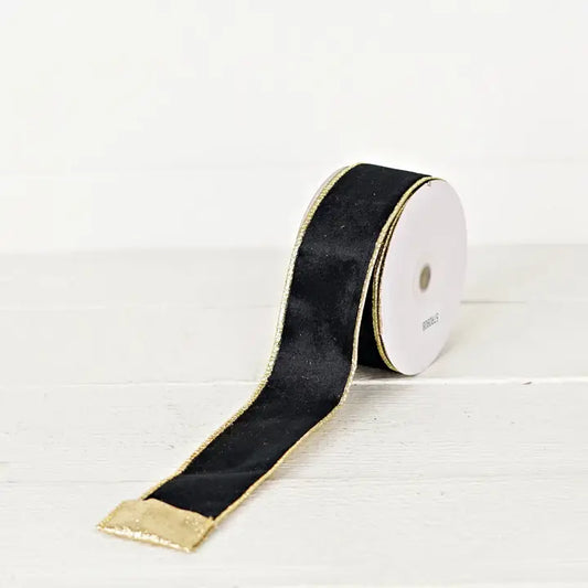 Black Velvet/Gold Wired Ribbon