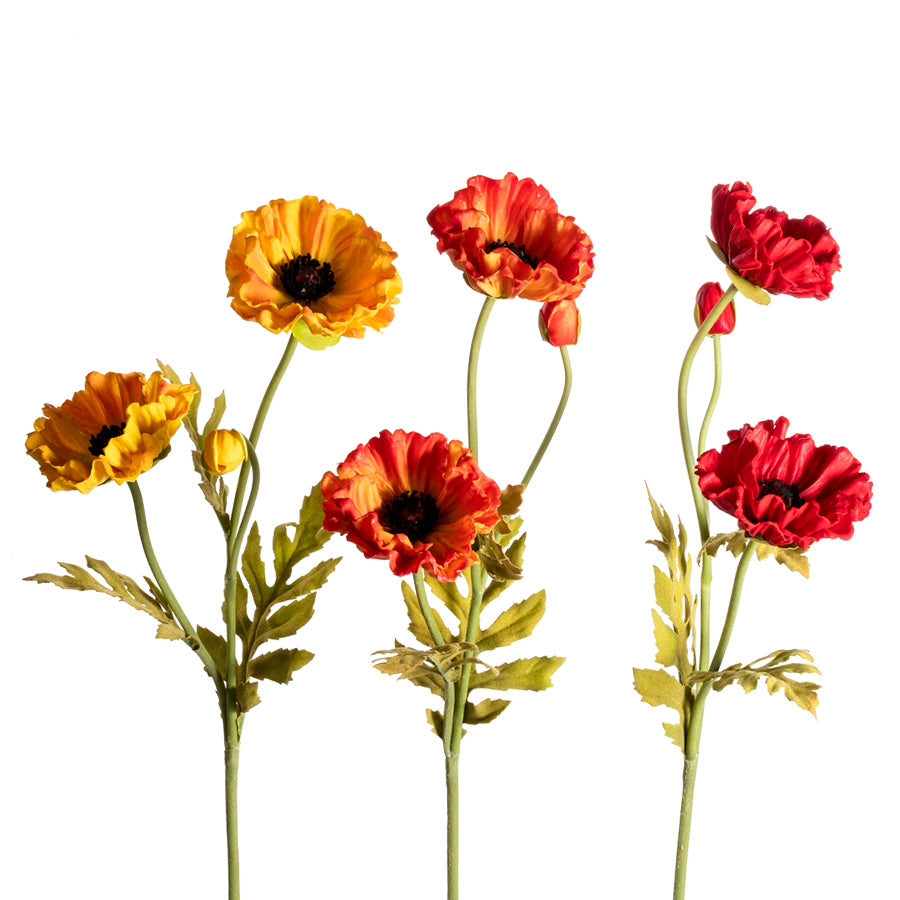 27" Small Poppy Floral Pick