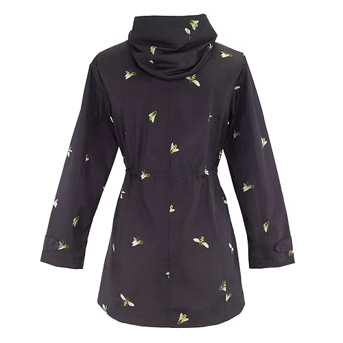 Black With Bumblebees Raincoat