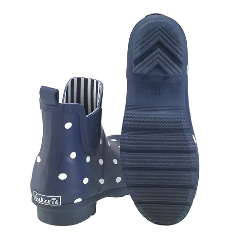 Navy-Polka Dots Chelsea Rainboots