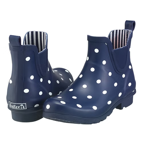 Navy-Polka Dots Chelsea Rainboots