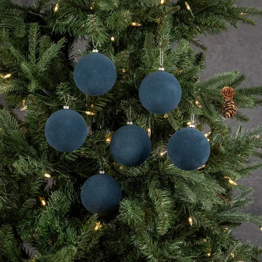 3.25" Deep Ocean Flocked Balls- Set of 6