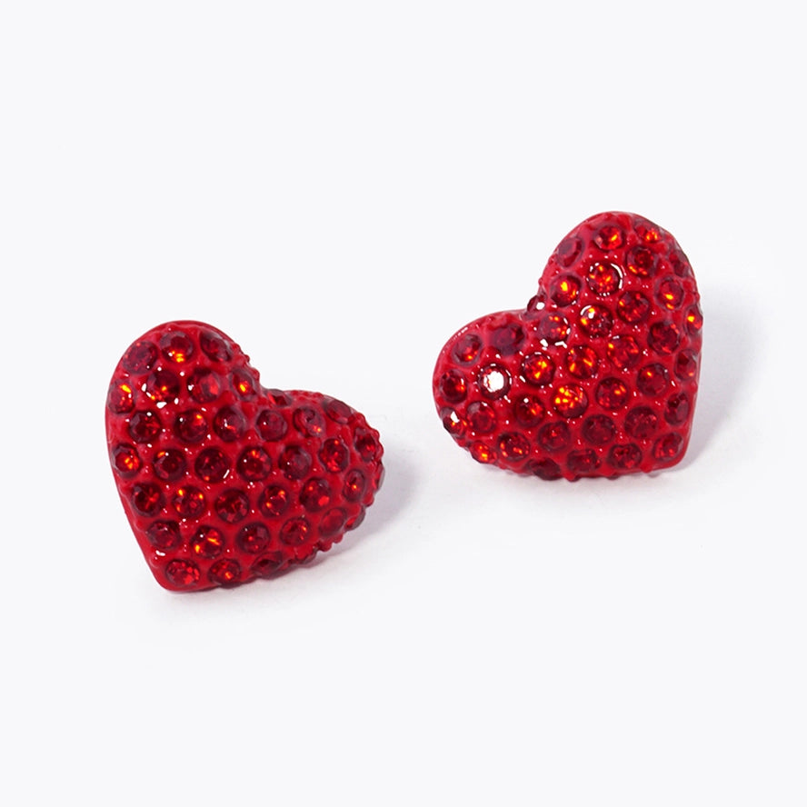 Red Heart Valentine Stud Earrings