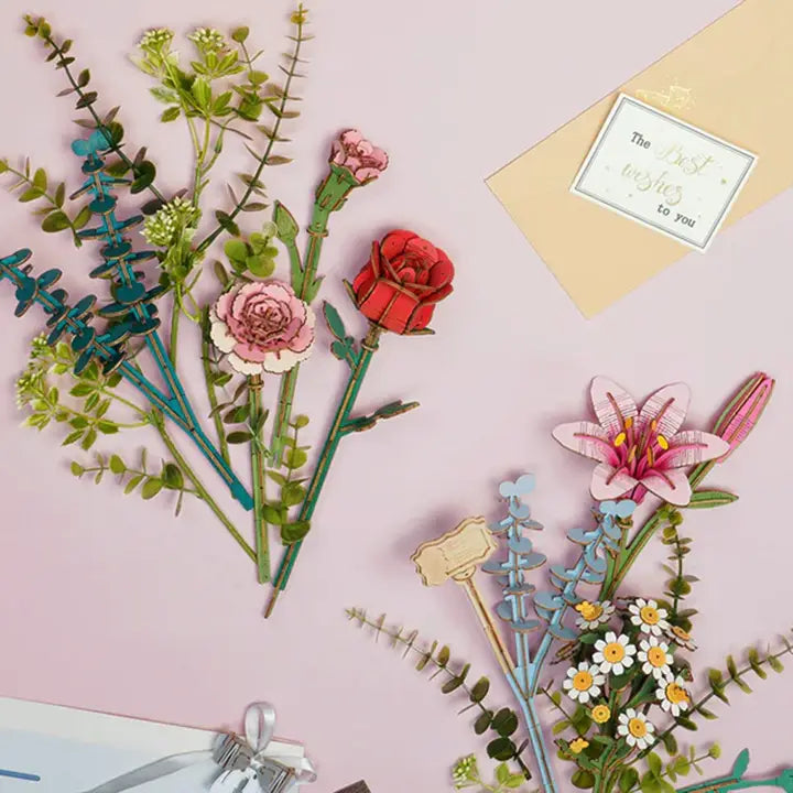 DIY 3D Wooden Flower Puzzle Basket