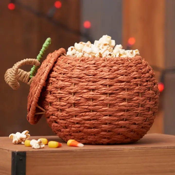 Fall/Harvest Pumpkin Shaped Handwoven Basket