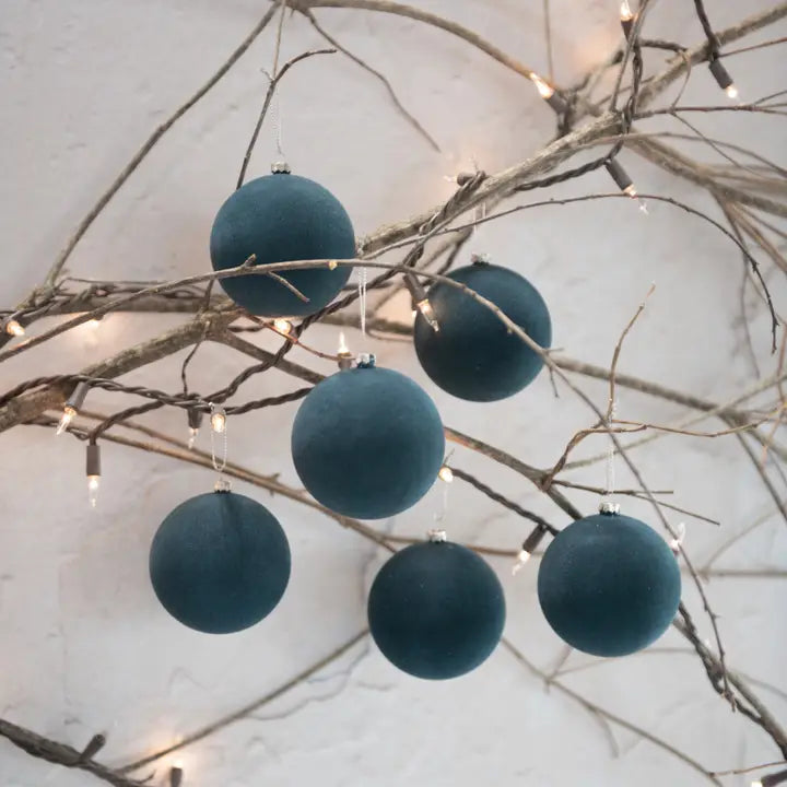 3.25" Deep Ocean Flocked Balls- Set of 6