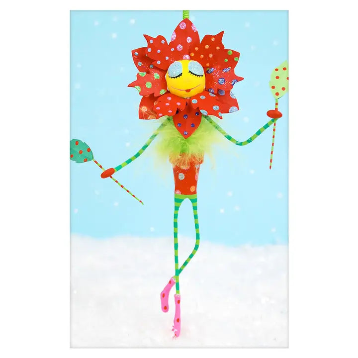 Glitterville Polly Poinsettia Large Resin Ornament