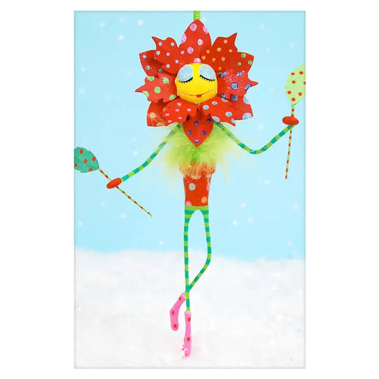 Glitterville Polly Poinsettia Large Resin Ornament