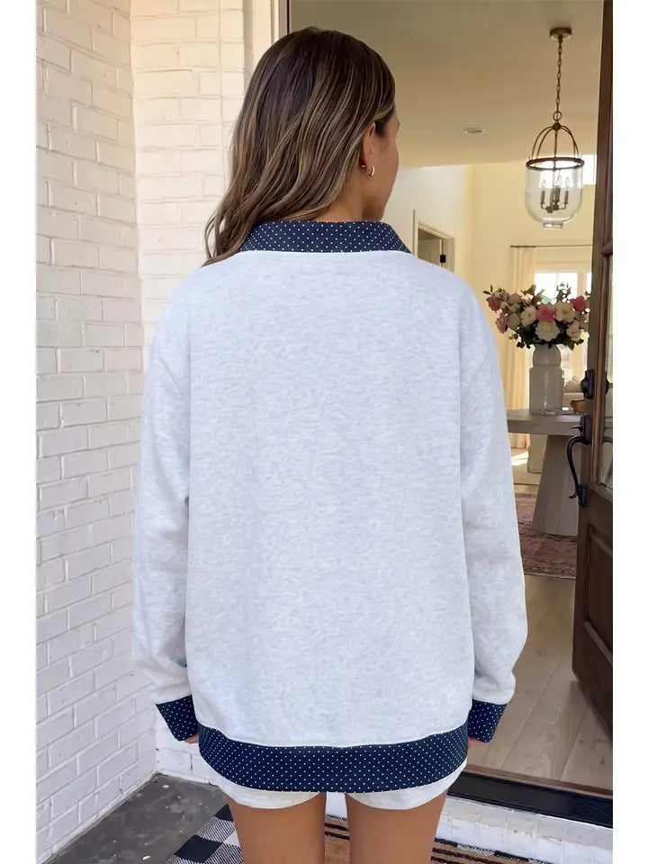 Light Grey Jesus Polka Dot Mock Neck Sweatshirt